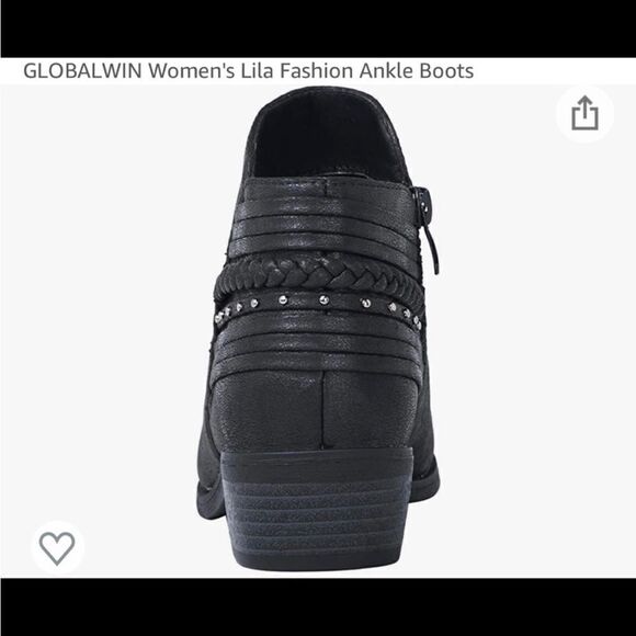 GLOBALWIN Women's Lila Fashion Ankle Boots, black, size 8 - Picture 4 of 8
